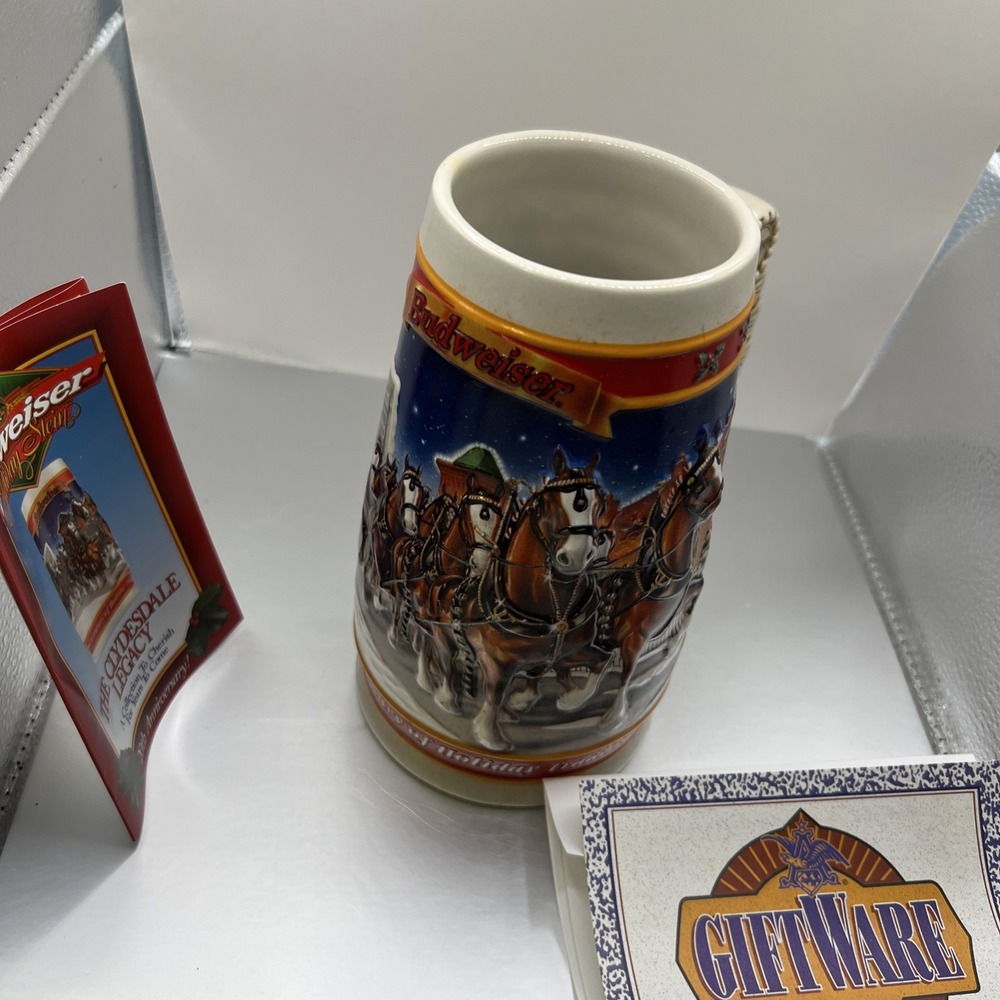 1999 Budweiser 20th Anniversary Holiday Beer Stein Mug - w/COA - - Picture 6 of 10